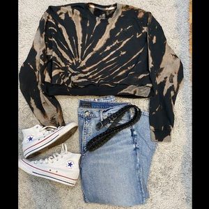 “Oversized” Cropped Bleach Dyed Sweatshirt